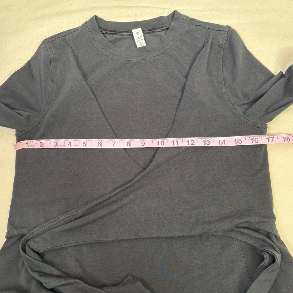 🍋Lululemon Cotton Wrap Front T-Shirt Dress Size 4 Black Soft Pima Cotton in EUC! - Picture 9 of 12